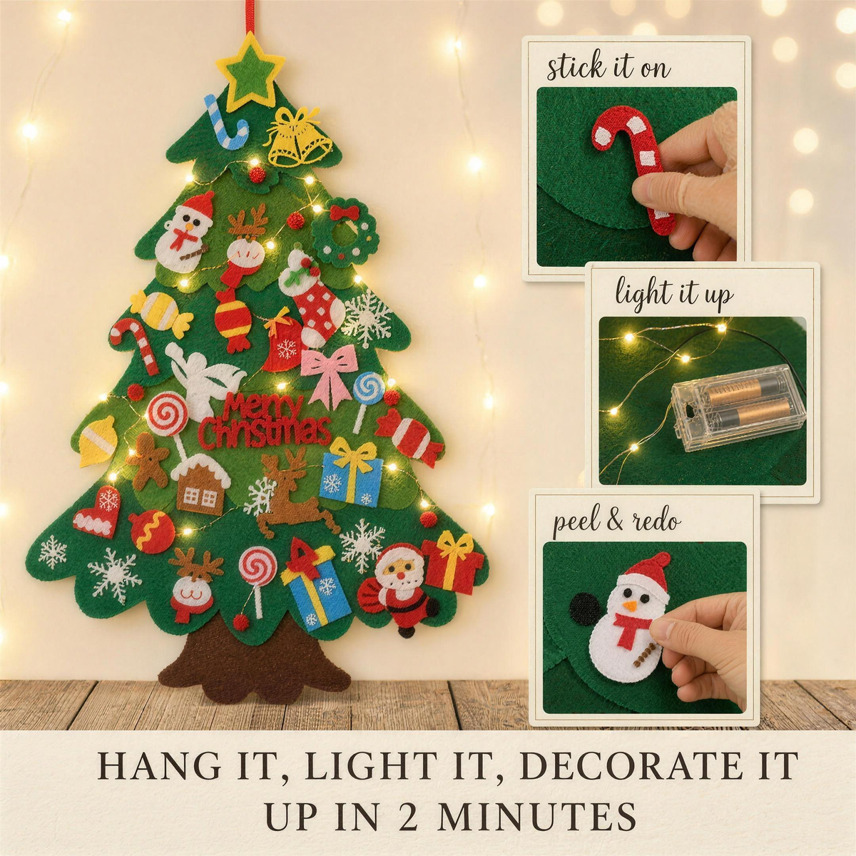 Hang it, light it, decorate it: up in 2 minutes